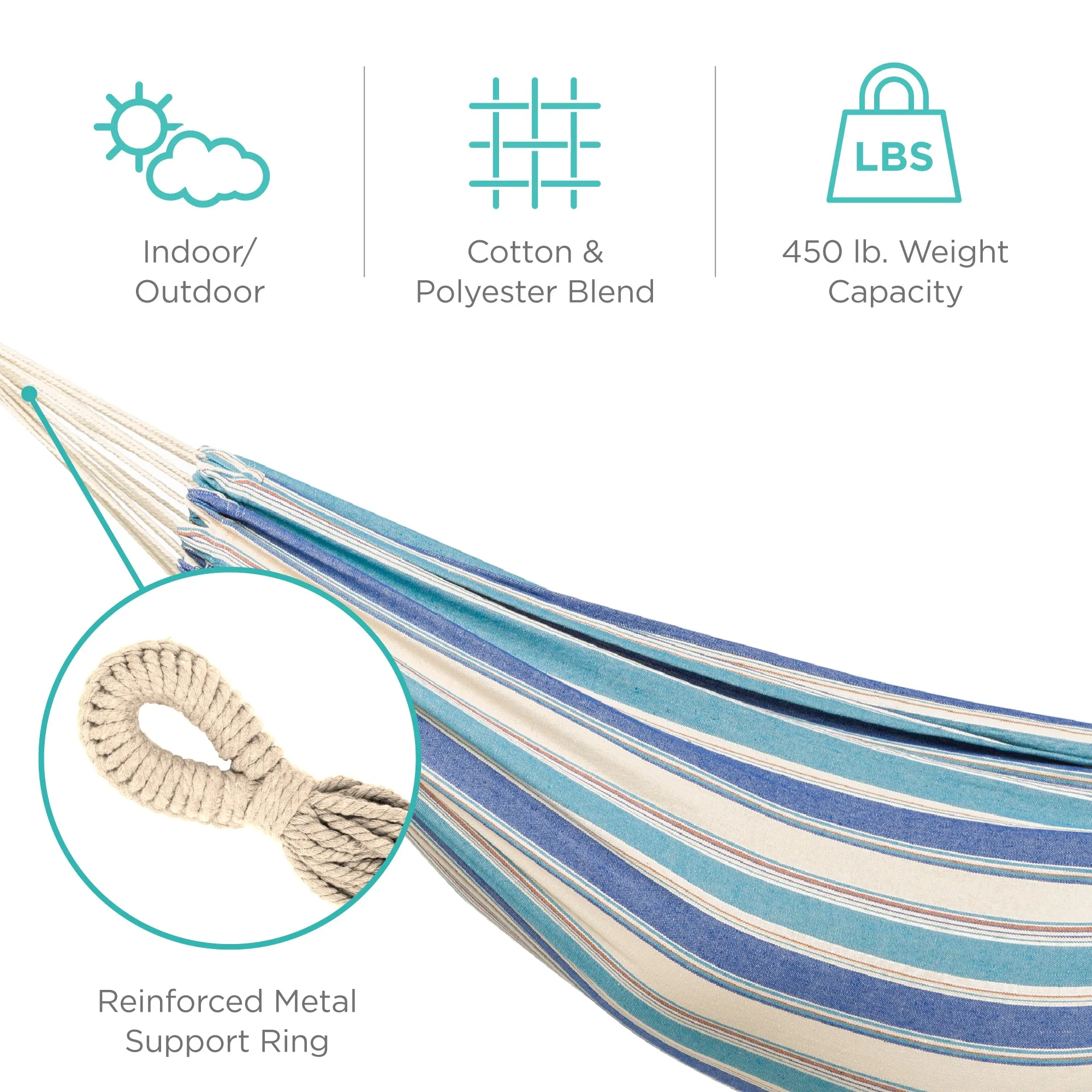 2-Person Brazilian-Style Double Hammock w/ Portable Carrying Bag