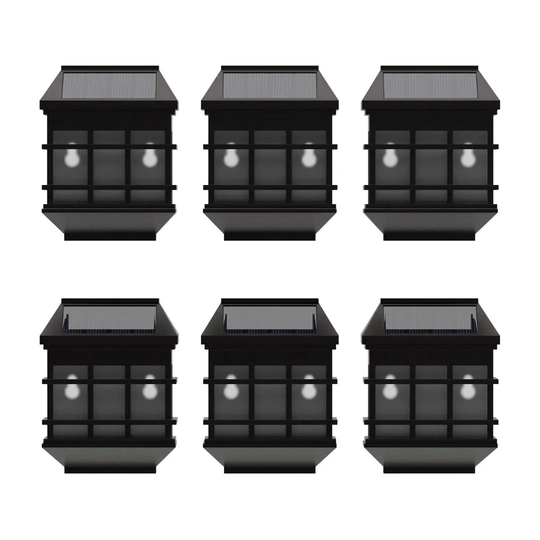 6 Pack Wall Mount LED Solar Lights - Weather Resistant Decorative Solar Powered Lights - Deck and Fencing Solar Lights
