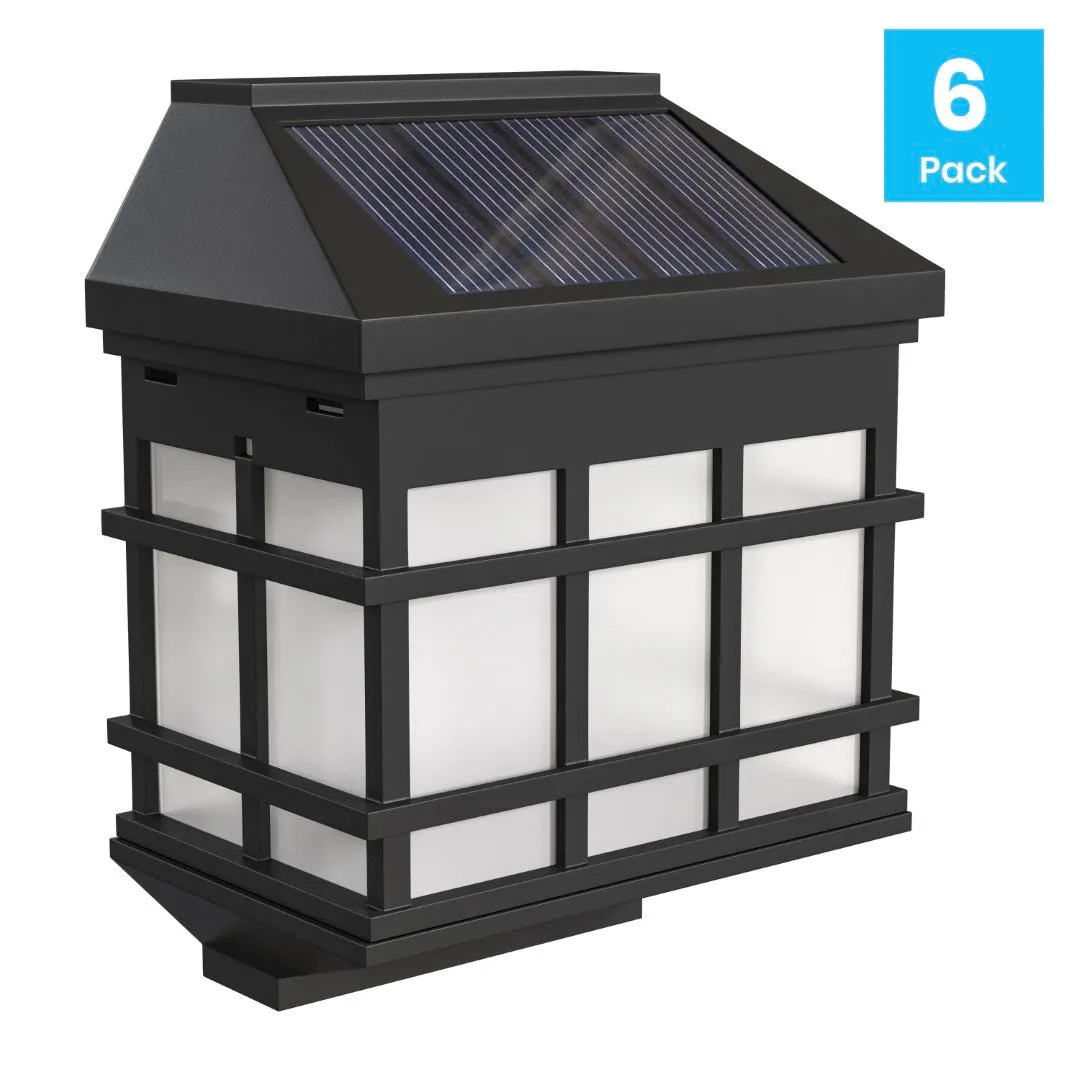 6 Pack Wall Mount LED Solar Lights - Weather Resistant Decorative Solar Powered Lights - Deck and Fencing Solar Lights
