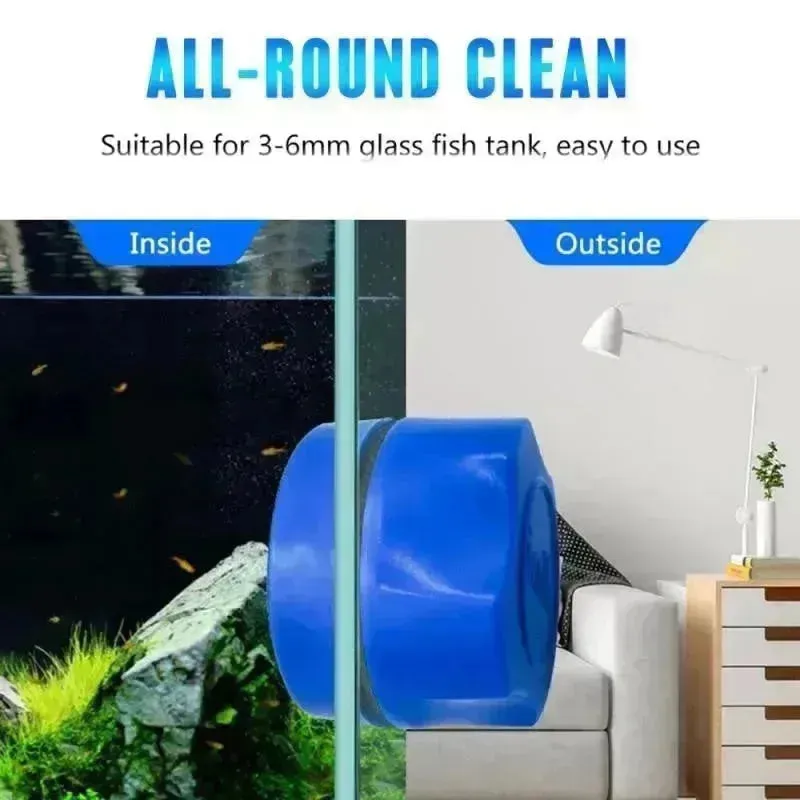 Aquarium Double-Sided Cleaning Brush – Magnetic Glass Cleaner for Fish Tanks