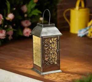 Barbara King 12" Embossed Glass Solar Powered Lantern(retail 75.00 each)(Free shipping)