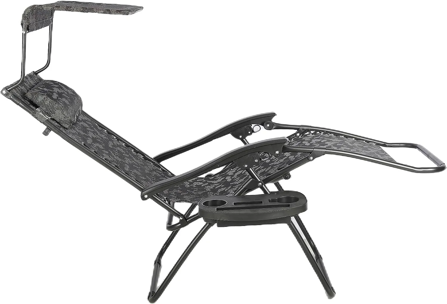 BTEXPERT Zero Gravity Chair Lounge Outdoor Pool Patio Beach Yard Garden Sunshade Utility Tray Cup Holder Black