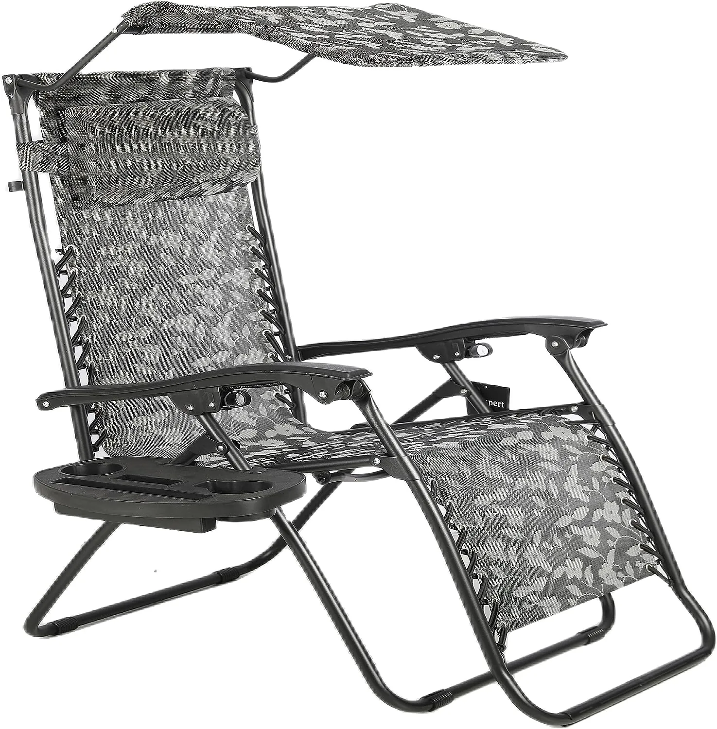 BTEXPERT Zero Gravity Chair Lounge Outdoor Pool Patio Beach Yard Garden Sunshade Utility Tray Cup Holder Black