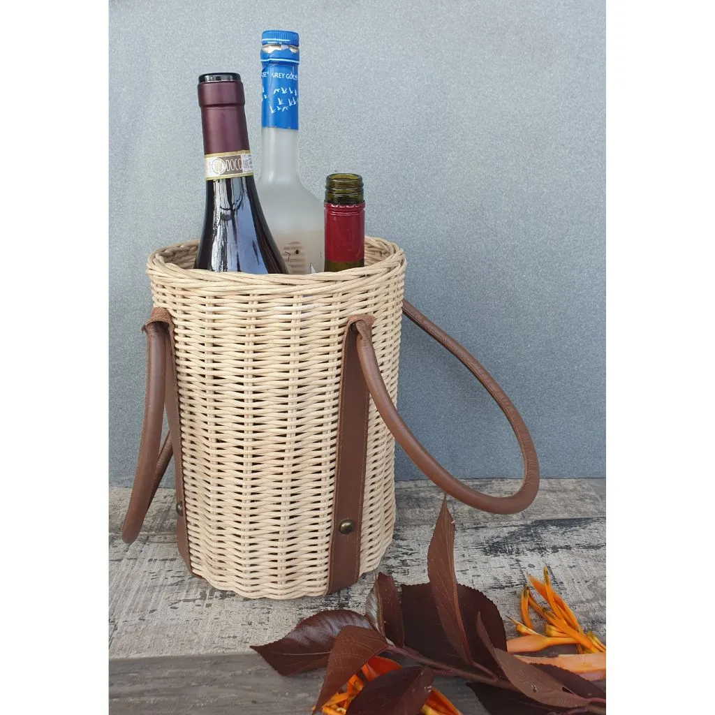 Cinnamon Cylindrical Cane Basket