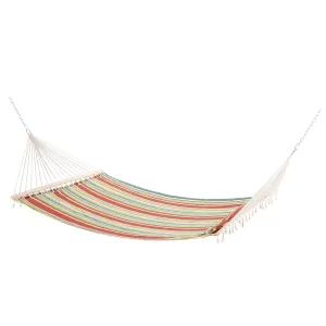 Double Outdoor Patio Cotton Hammock Swing Bed with Pillow 188 x 140 cm Green