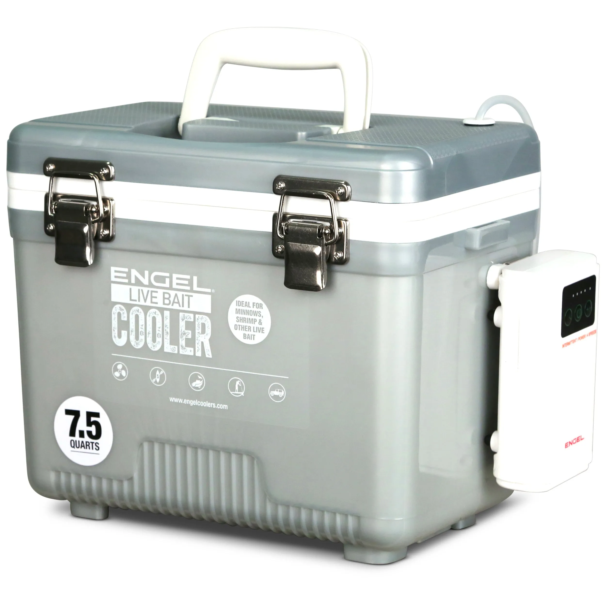 Engel 7.5Qt Live bait Pro Cooler with AP3 Rechargeable Aerator & Stainless Hardware