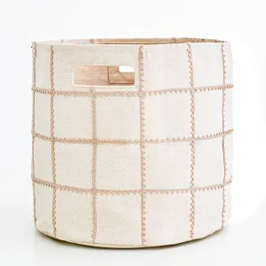 Handmade Canvas Storage Basket Lace - Taupe