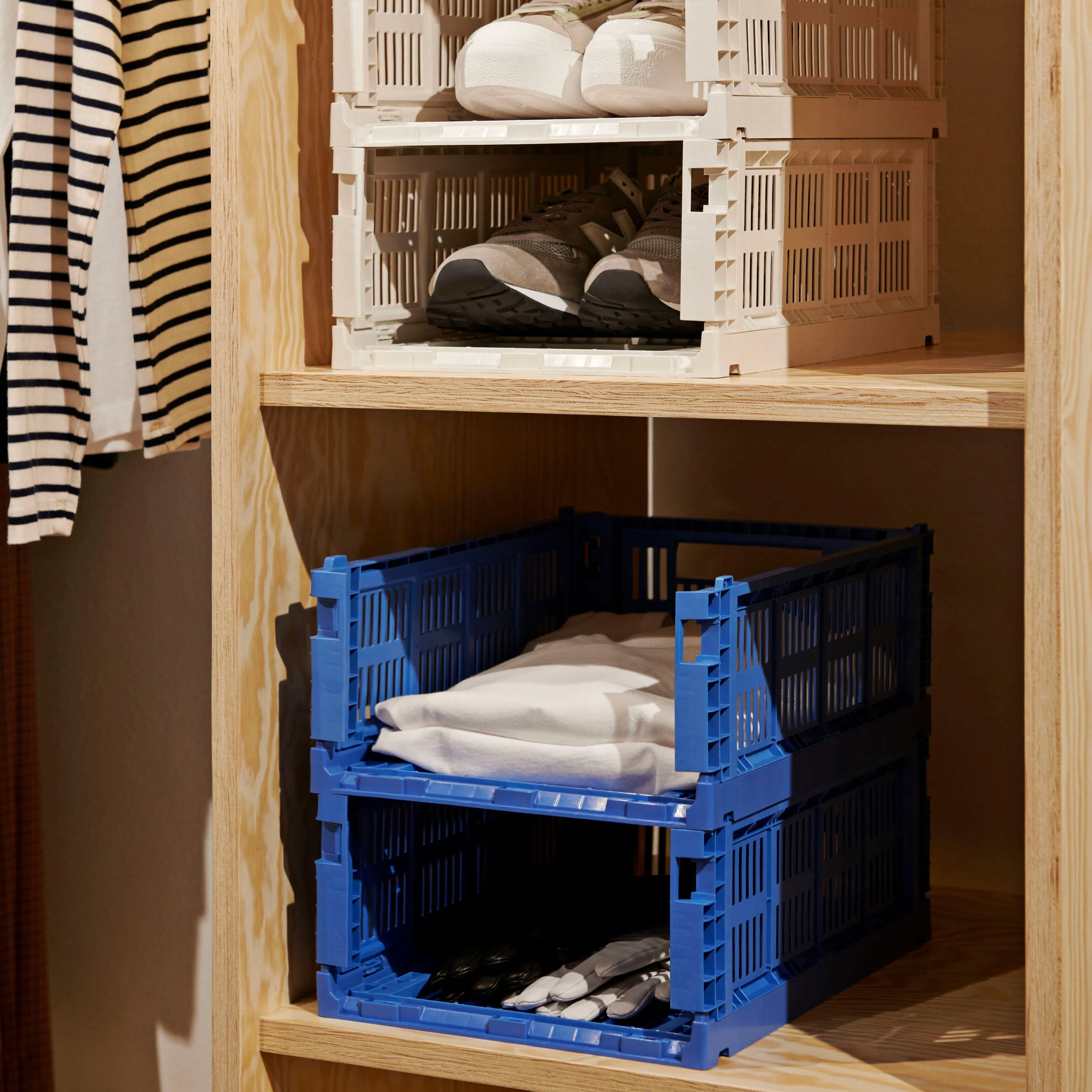 HAY Recycled Plastic Collapsible Storage Bin - Electric Blue