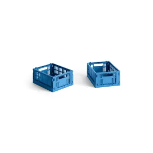 HAY Recycled Plastic Collapsible Storage Bin - Electric Blue