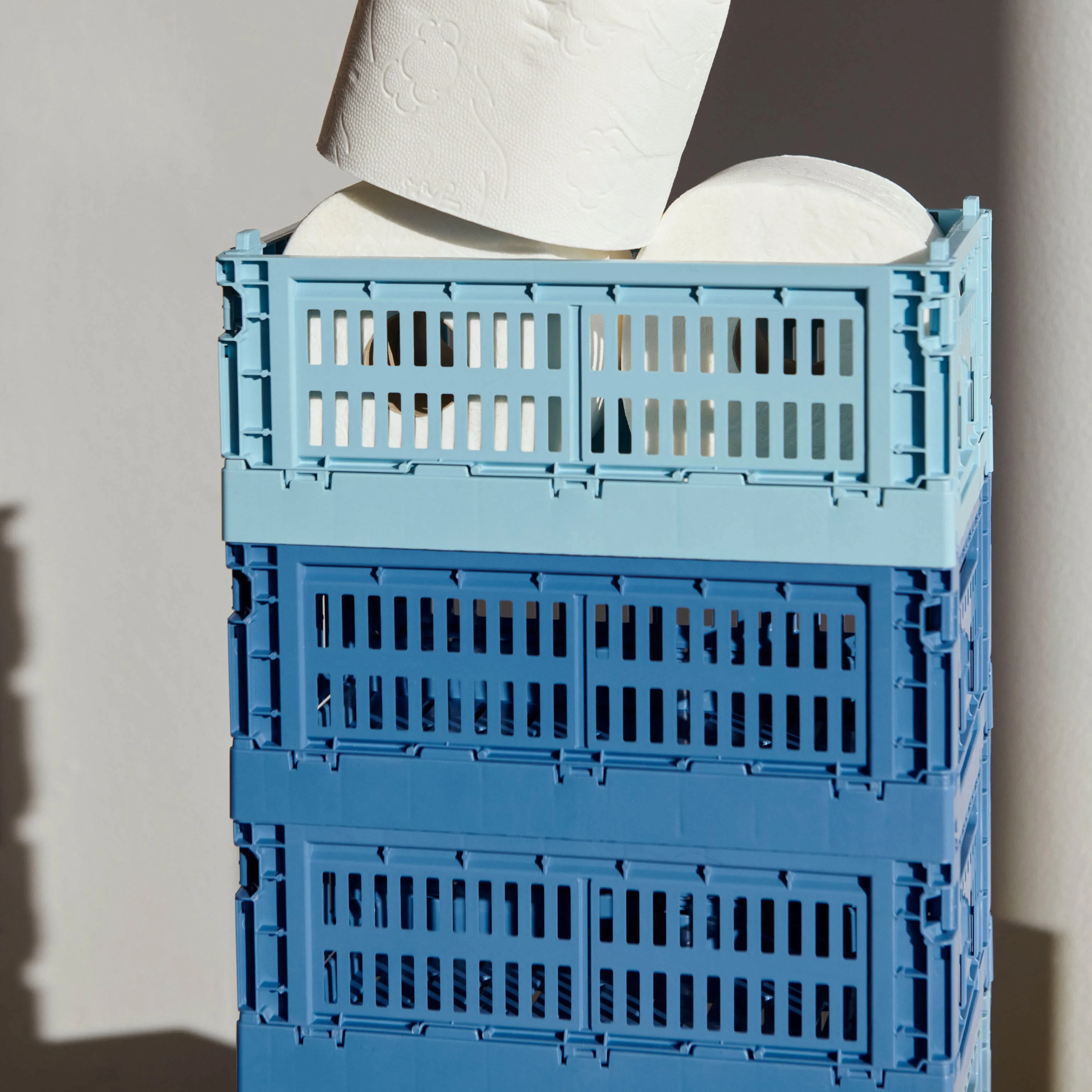 HAY Recycled Plastic Collapsible Storage Bin - Electric Blue