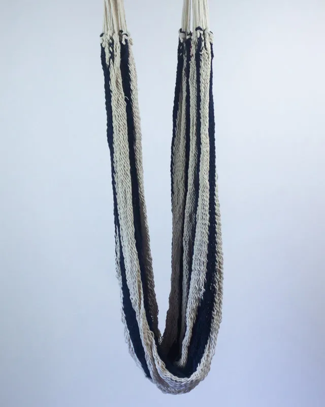 Macrame Mountaineer Hammock | White & Navy