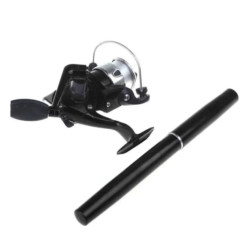 Mini Fishing Rod Reel Combo Fibre Glass Aluminum Alloy Pocket Pen Fishing Rod Pole 5.1:1 Speed Ratio Fishing Reel Fishing Tackle