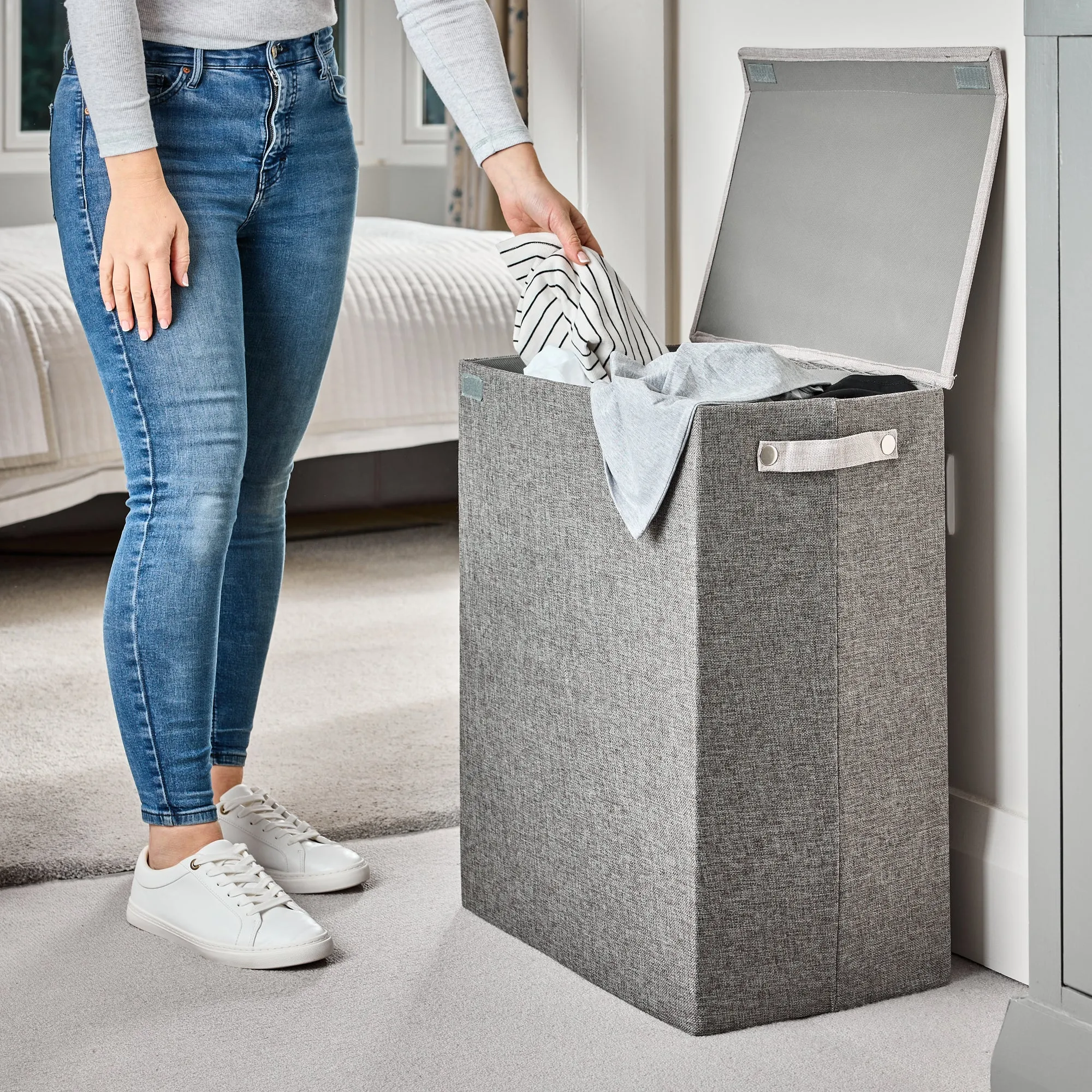 Minky Large Fabric Laundry Basket - 92L