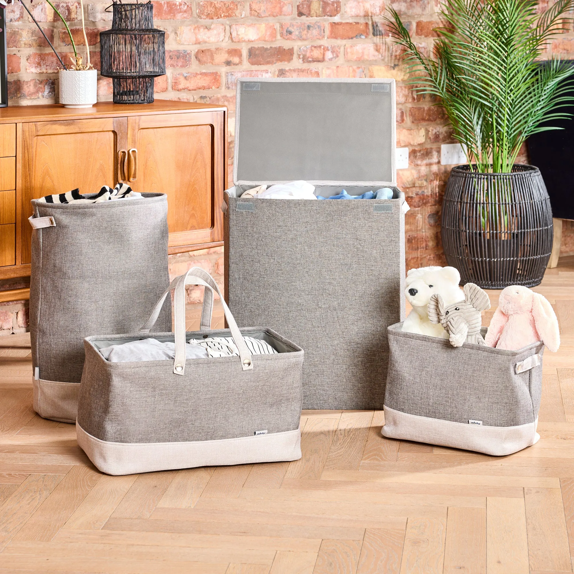 Minky Large Fabric Laundry Basket - 92L