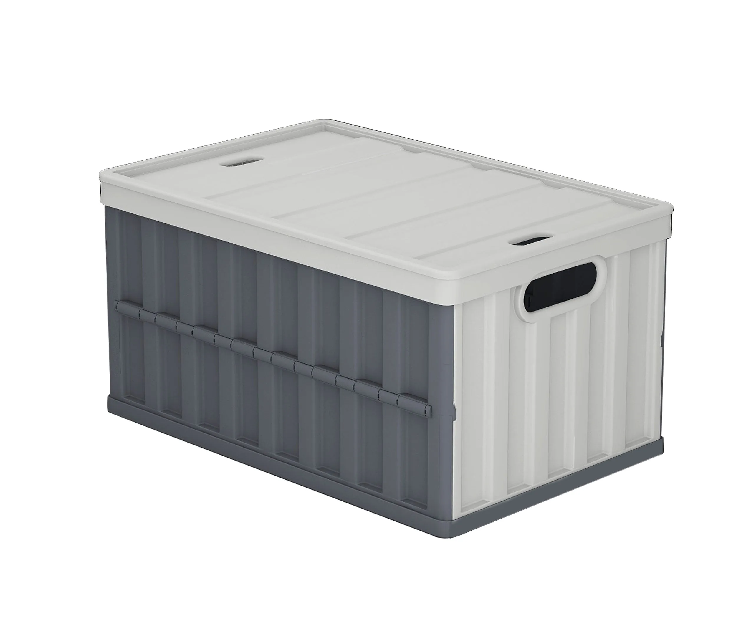 Neat-Living 64L Collapsible Storage Bin w/ Lid, Stackable with Handles, (Blue   Dark Grey)