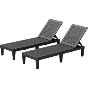 Outdoor Chaise Lounge Chairs with Adjustable Backrest, Set of 2