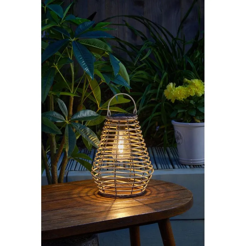 Rattan Solar Garden Lantern 2 Warm White LED - 27cm by Smart Solar