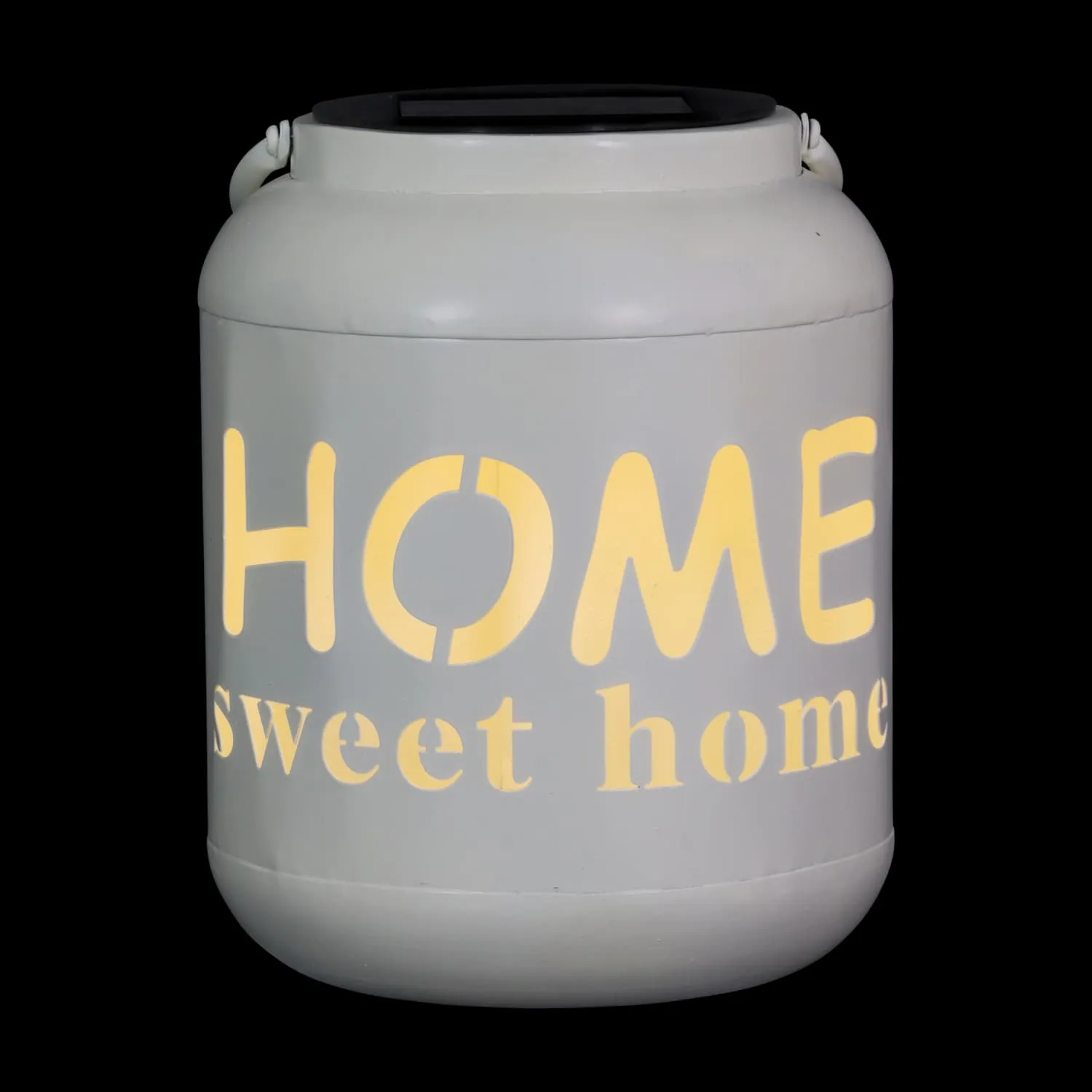 Solar Home Sweet Home Metal Garden Lantern in White, 7 Inch