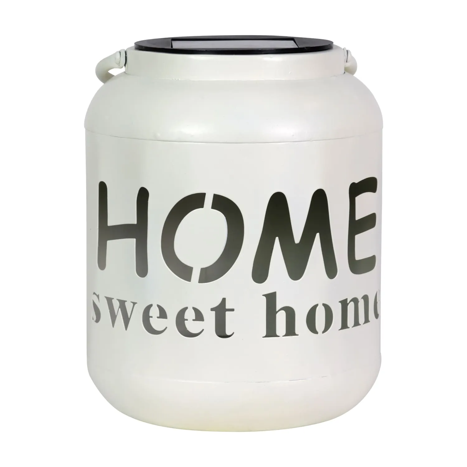 Solar Home Sweet Home Metal Garden Lantern in White, 7 Inch