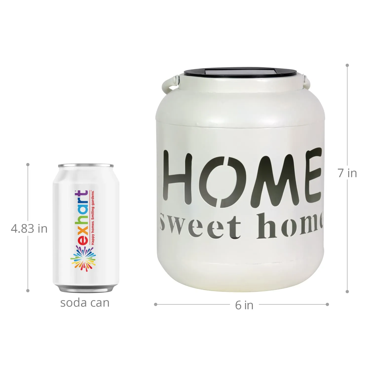 Solar Home Sweet Home Metal Garden Lantern in White, 7 Inch