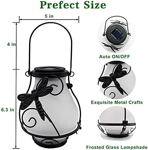 Solar Lanterns, Hanging Outdoor Lantern with Hummingbird LED Flickering Flame...