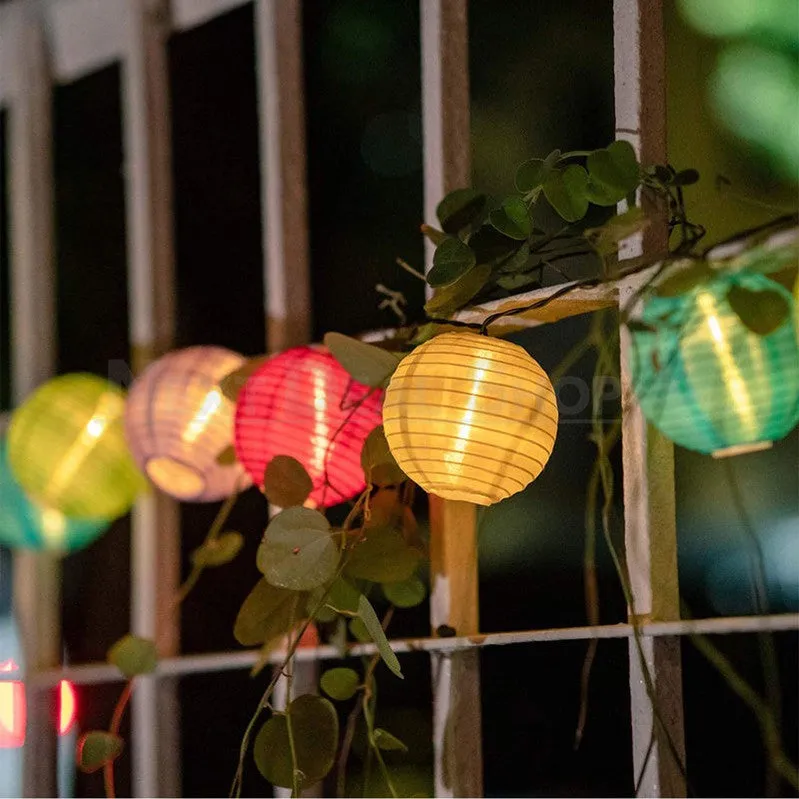 Solar Powered LED Silk Lantern String Light