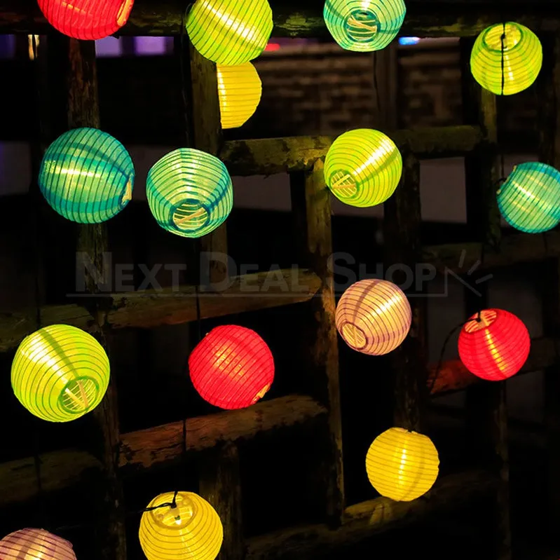 Solar Powered LED Silk Lantern String Light