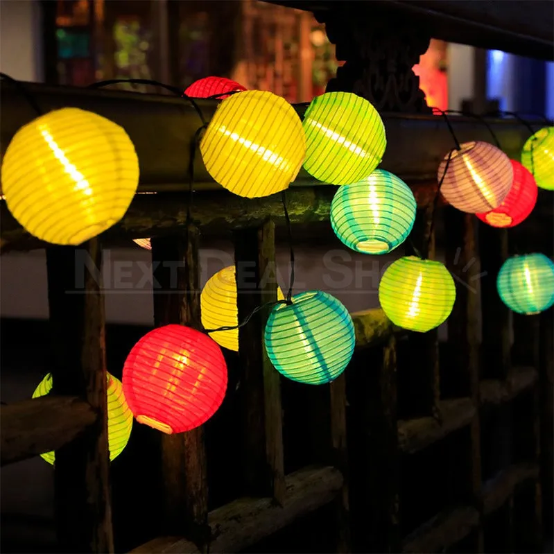 Solar Powered LED Silk Lantern String Light