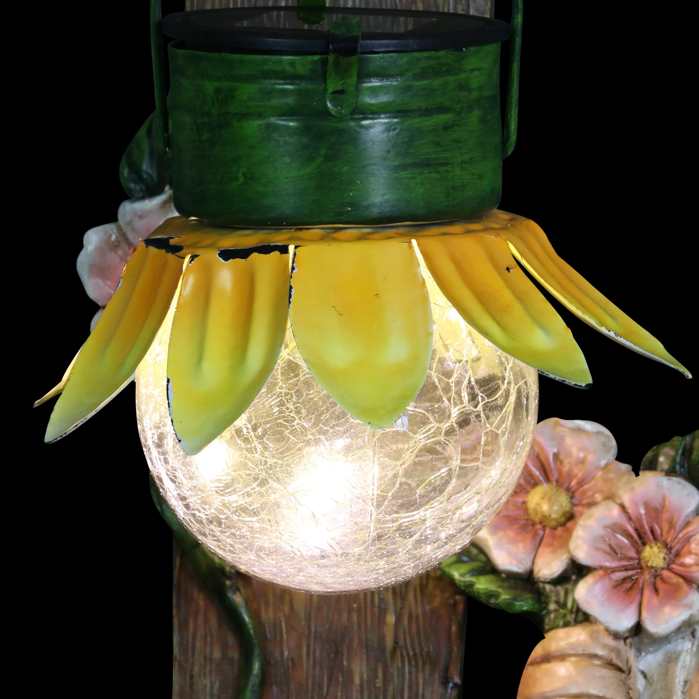 Solar Sunflower Lantern Welcome Sign Gnome Statuary, 11 by 13 Inches