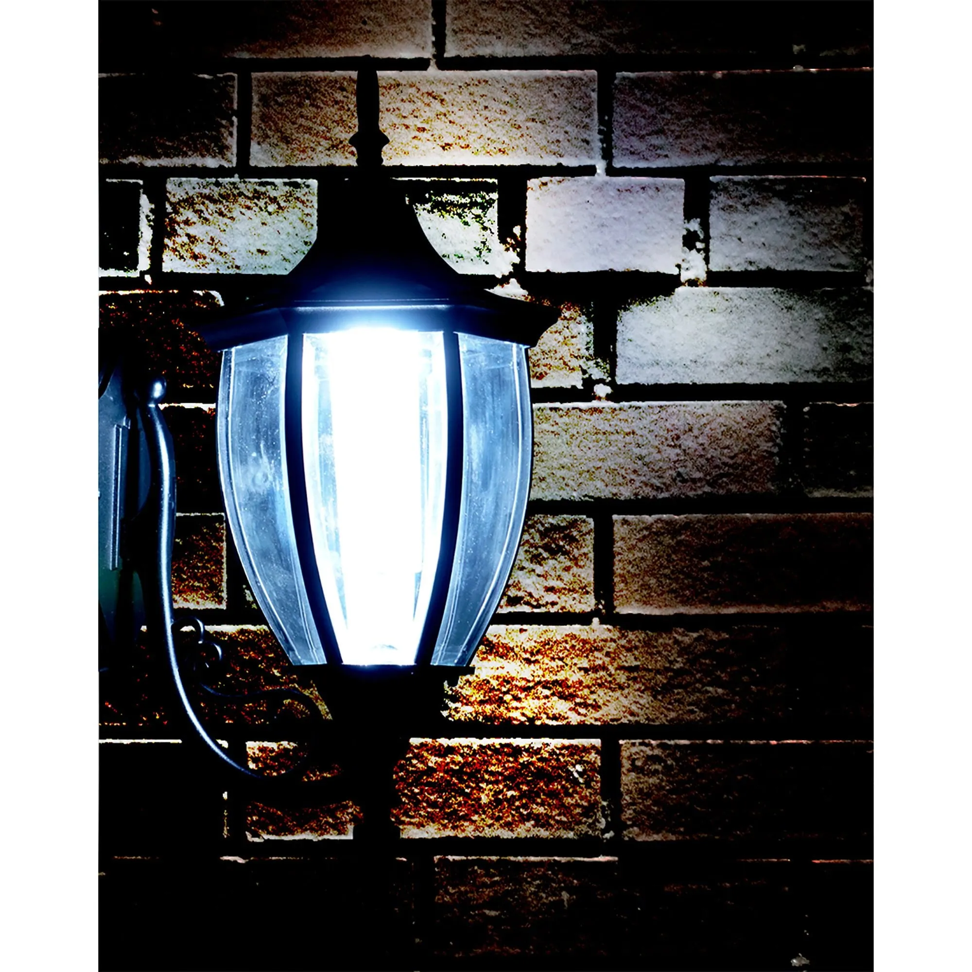 SunRay Cresmont Wall Mount Solar Lantern, Black, No Wiring Needed