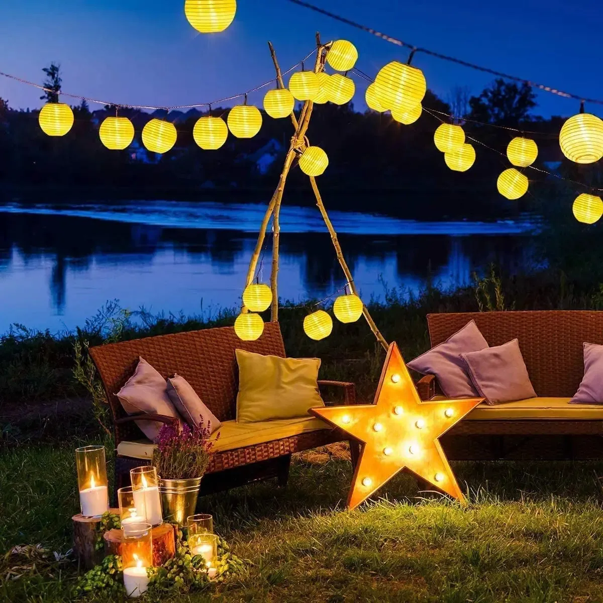 Waterproof Solar Lantern String Lights