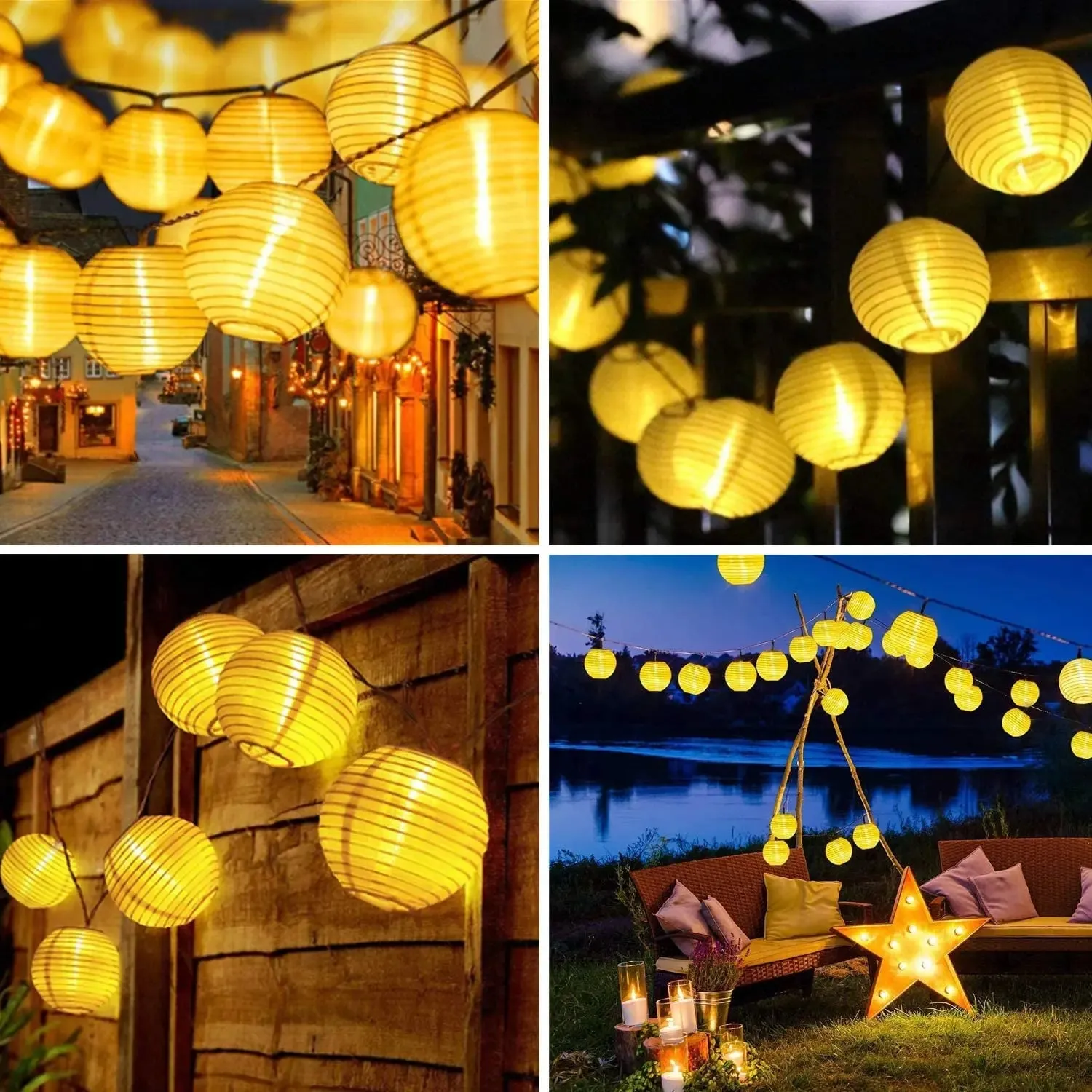 Waterproof Solar Lantern String Lights
